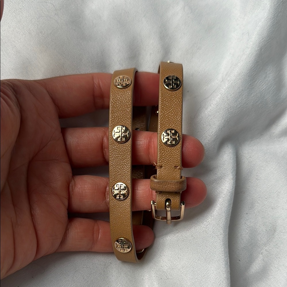 Tory Burch Tan Leather Wrap Bracelet